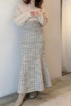 ダズリン ツイード柄 マーメイドスカート ナローロングスカート 冬
