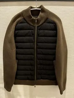 オリーブ ブラック ダウンジャケット風ニットジャケット