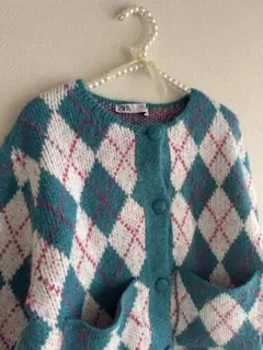 ZARAアーガイル柄 カーディガン チェック柄
