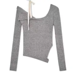 GLOWNY ISA アシンメトリーニット 韓国 GRAY