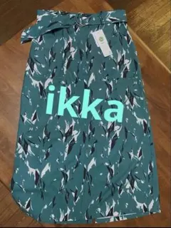 新品タグ付き☆ ikka ベルト付き　プリントスカート Lのサムネイル