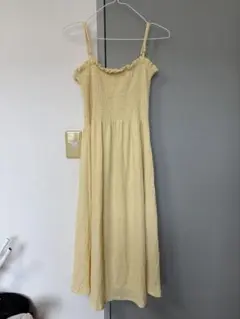 イエロー ロング丈 キャミワンピース