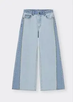 GU バイカラー デニムパンツ 切り替えデザインのサムネイル