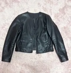 cocca ブラックレザージャケット ショート丈