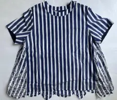 【新品未使用】sacai ストライプ 半袖 プルオーバー 刺繍のサムネイル