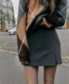 ZARA スリットヘムスコート　カーボングレー