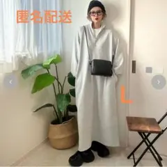 しまむら NON ハーフジップワンピース グレー NOOOON