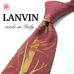 【大特価】LANVIN ネクタイ パネル柄 ブラウン レッド オレンジ 赤 橙