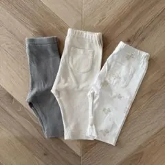 UNIQLO西松屋 7分丈レギンス80cm オフホワイト ブラウン ベアー くま