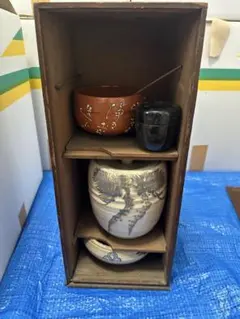 茶道具 アンティーク茶箱セット 抹茶碗 棗 水指