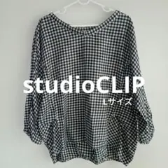 studio CLIP毛混チェック柄バルーンスリーブシャツLサイズ