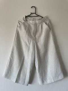 INGNI 白と黒のストライプ サラサラ ゆったりワイド ガウチョパンツ　M