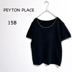 ペイトンプレイス 半袖ニット 3L ブラック レース袖 配色 春夏