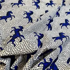 アフリカ布お馬柄ホワイト2ヤード