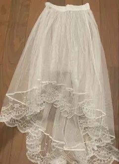 レース ロングスカート ホワイト フレア