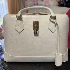 Samantha Thavasa クロコ型押し ハンドバッグ ホワイト