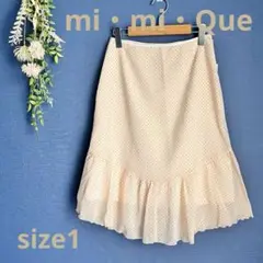mi•mi•Que 【size1】ひざ丈　シフォン　フレアスカート　ドット柄
