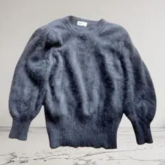 ブラック　アンゴラ　長袖セーター ボリュームスリーブ　婦人服