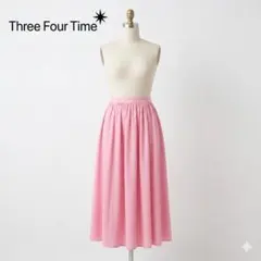 Three Four Time ギャザーフレアスカート ピンク ロングのサムネイル