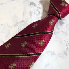 【極美品】Daks ダックス ネクタイ ストライプ 総柄 ベア 熊 ボルドー