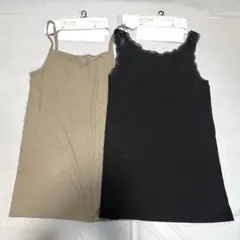 新品 ユニクロ コットンキャミソール リブレースタンクトップ Ｌ 2枚セット
