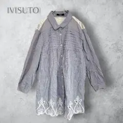 【IVISUTO】　チュニックシャツ　レース　刺繍　ゆったり　大きいサイズ　綿