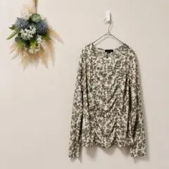 エムエフエディトリアル 花柄シャーリングカットソー スクエアネック 新品タグ付のサムネイル