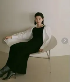 【カーサフライン】切り替えニットワンピース ホワイト×ブラック