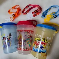 東京ディズニーランド ポップコーンバケット、ストラップ各3点セット