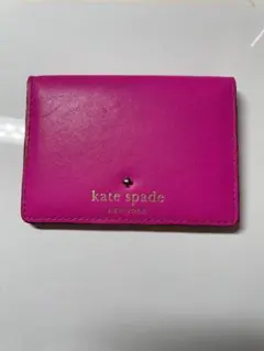 kate spade ピンク レザー カードケース　バイカラー