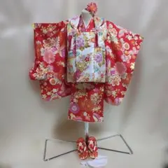 七五三 被布コート着物セット 3歳 女の子 赤 花柄のサムネイル