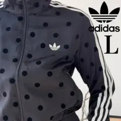 新品L⭐️adidas サテン水玉 トラックトップ ブラック Polka Dots