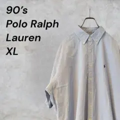 【90s】ラルフローレン BLAKE ストライプシャツ XL シアサッカー