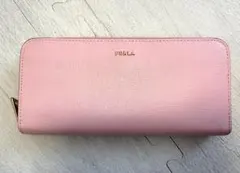 【美品】FURLA フルラ 長財布 ピンク ラウンドファスナー レディース