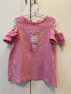 mezzo piano メゾピアノ 肩開き 2wayTシャツ 半袖 130ピンク