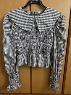 ZARA チェック柄フリルブラウス 長袖 S