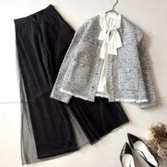 《3点セット》ツイードジャケット他 セレモニー ママスーツ Mサイズ