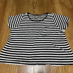 レディース Tシャツ 半袖 ストライプ 黒 ブラック ５Lサイズ 中古