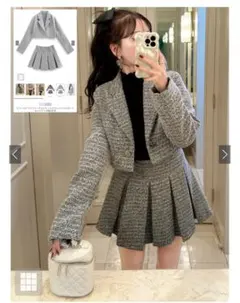 GRL フリージア ラメツイードセットアップ dk1317 ブラック Mサイズ