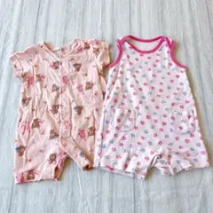 処分価格【ロンパース】2枚セット 女の子 ピンク