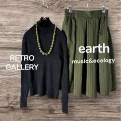 RETRO GALLERY 太リブタートルネックとピンストライププリーツスカート