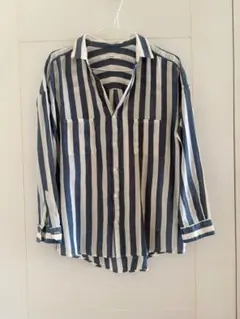 セレクトShop購入 日本製 ストライプ 長袖 シャツ 羽織りにも