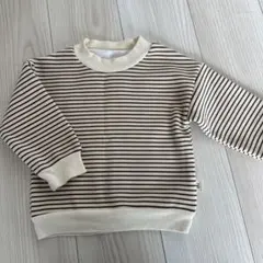 韓国 子供服 裏起毛　トレーナー スウェット ボーダー