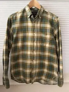 BEAMS 緑・黄色チェックネルシャツ Sサイズ