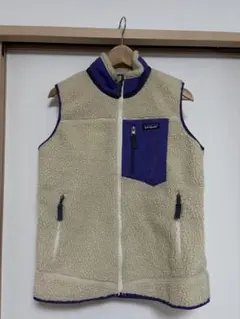 patagonia ベスト レディースM （メンズS） ベージュ/パープル好配色