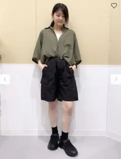 GU ナイロンカーゴハーフパンツ ブラック S 軽量 夏 涼しい ユニセックス