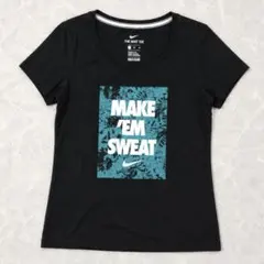 NIKE ナイキ Tシャツ レディース S 黒ロゴ MAKE 'EM SWEATのサムネイル