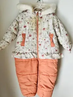 【1月31日まで限定値下げ中】子ども用スキーウェア 花柄 フード付き