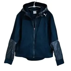 お値下げ PUMA プーマ レディース 大きめパーカー XL 黒 異素材ミックス