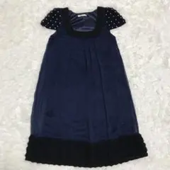 美品　axes femme ドレス ネイビー パール装飾　結婚式　バラ柄　M